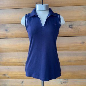 Tommy Hilfiger Womens Navy Blue Golf Sports Collared Sleeveless Top SP